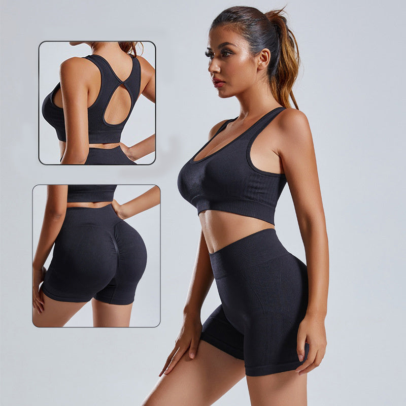 2pcs Yoga Set Women's Vest And Shorts Tracksuit Seamless Workout Sportswear Gym Clothing High Waist Leggings Fitness Sports Suits Kamran Fashion