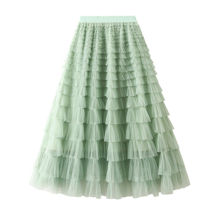 Women's Clothing Spring And Summer New High Waist Mid-length Design Full Of Versatile Slimming Fairy Lady Skirt Kamran Fashion