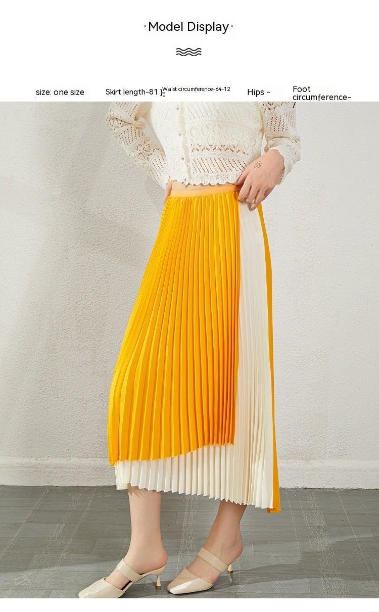 Women's Summer High Waist Irregular Color Matching Chiffon Skirt Kamran Fashion