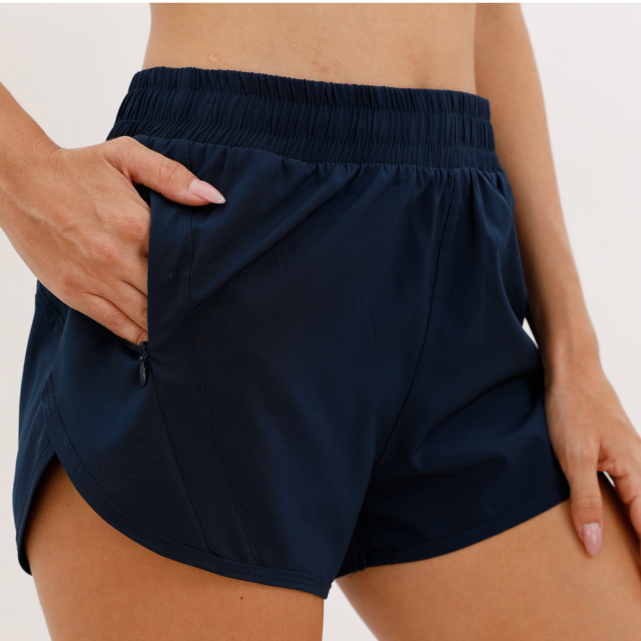 Summer Sports Shorts With Zipper Pockets Breathable Loose Anti-exposure Outdoor Running Fitness Pants For Womens Clothing Kamran Fashion