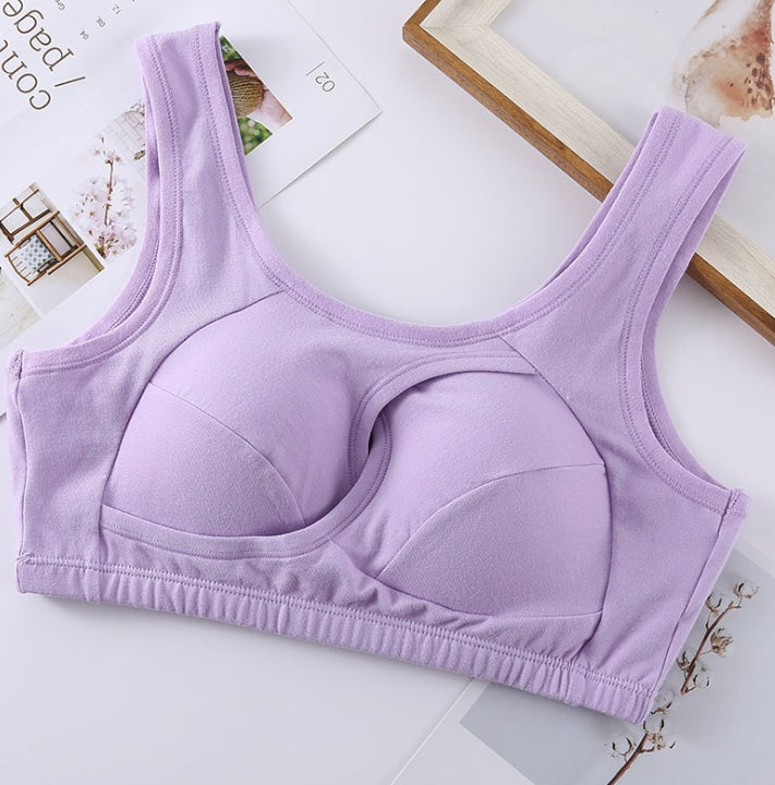 Plus Size Women Bra Ladies Cotton Quake-Proof Underwear Sleep Tops No Buckles Non Wire Lingerie With Removable Padded Kamran Fashion
