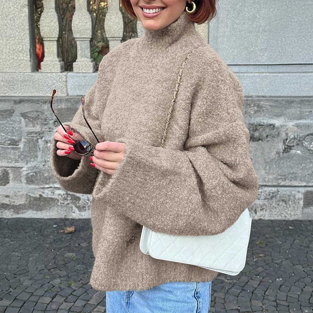 Casual Woolen Long Sleeve Coat Sweater Women Kamran Fashion