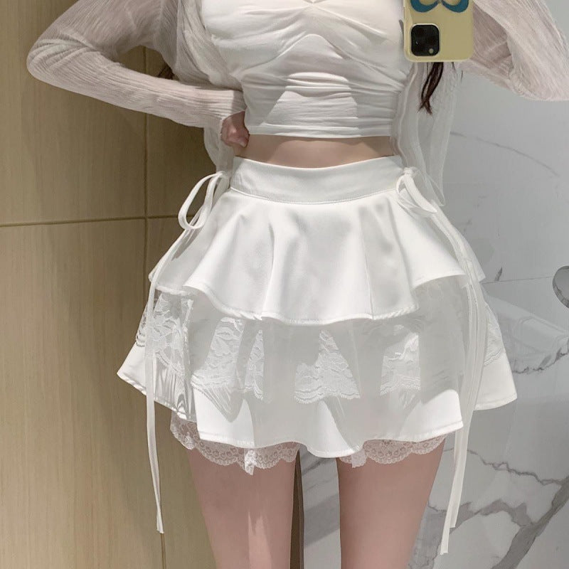 Women's Spring And Summer Mesh Stitching Bubble Skirt Kamran Fashion