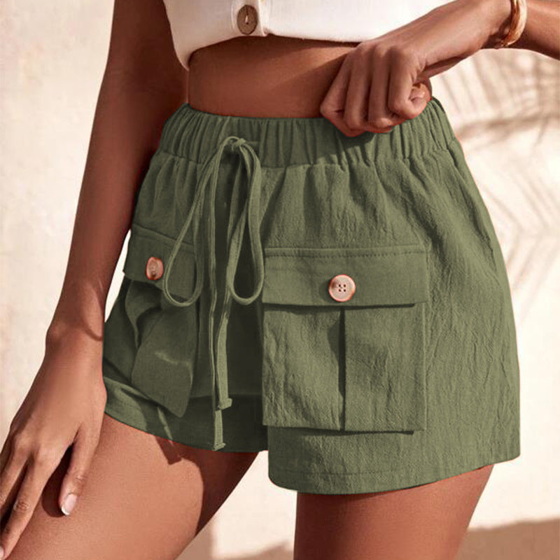 Casual Cargo Shorts With Pocket Loose Drawstring Pants Summer Women Kamran Fashion