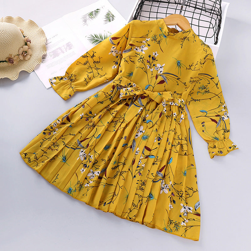 Explosive Kids Korean Printed Long Sleeve Children's Princess Dress Kamran Fashion