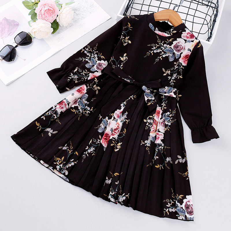 Explosive Kids Korean Printed Long Sleeve Children's Princess Dress Kamran Fashion