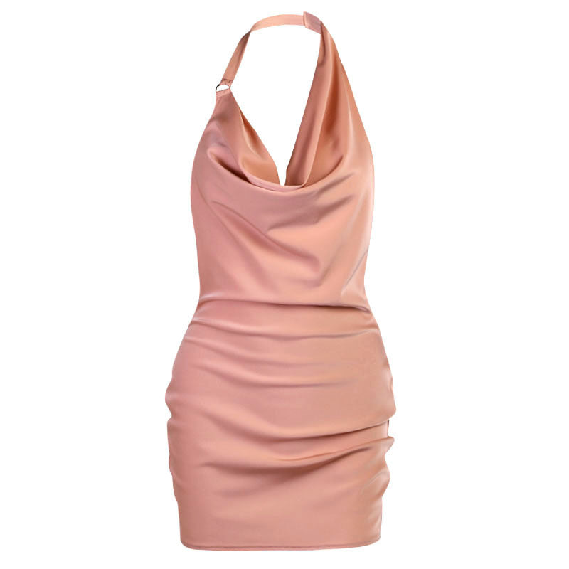 Satin Party Dress V Neck Backless Mini Sleeveless Summer Party Dress Kamran Fashion
