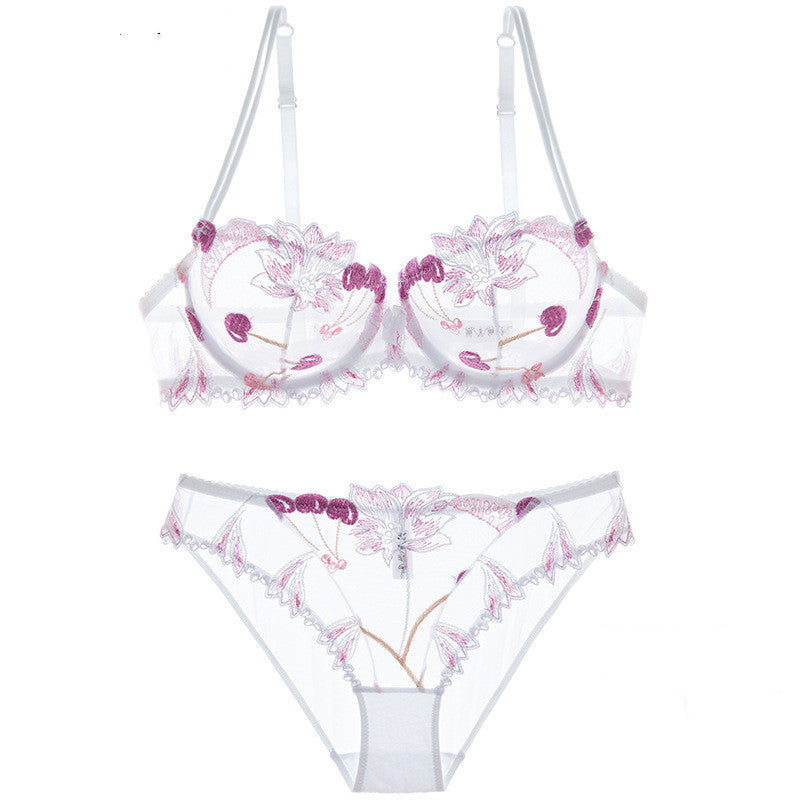 Underwear explosions transparent mesh embroidered bra bra set Kamran Fashion