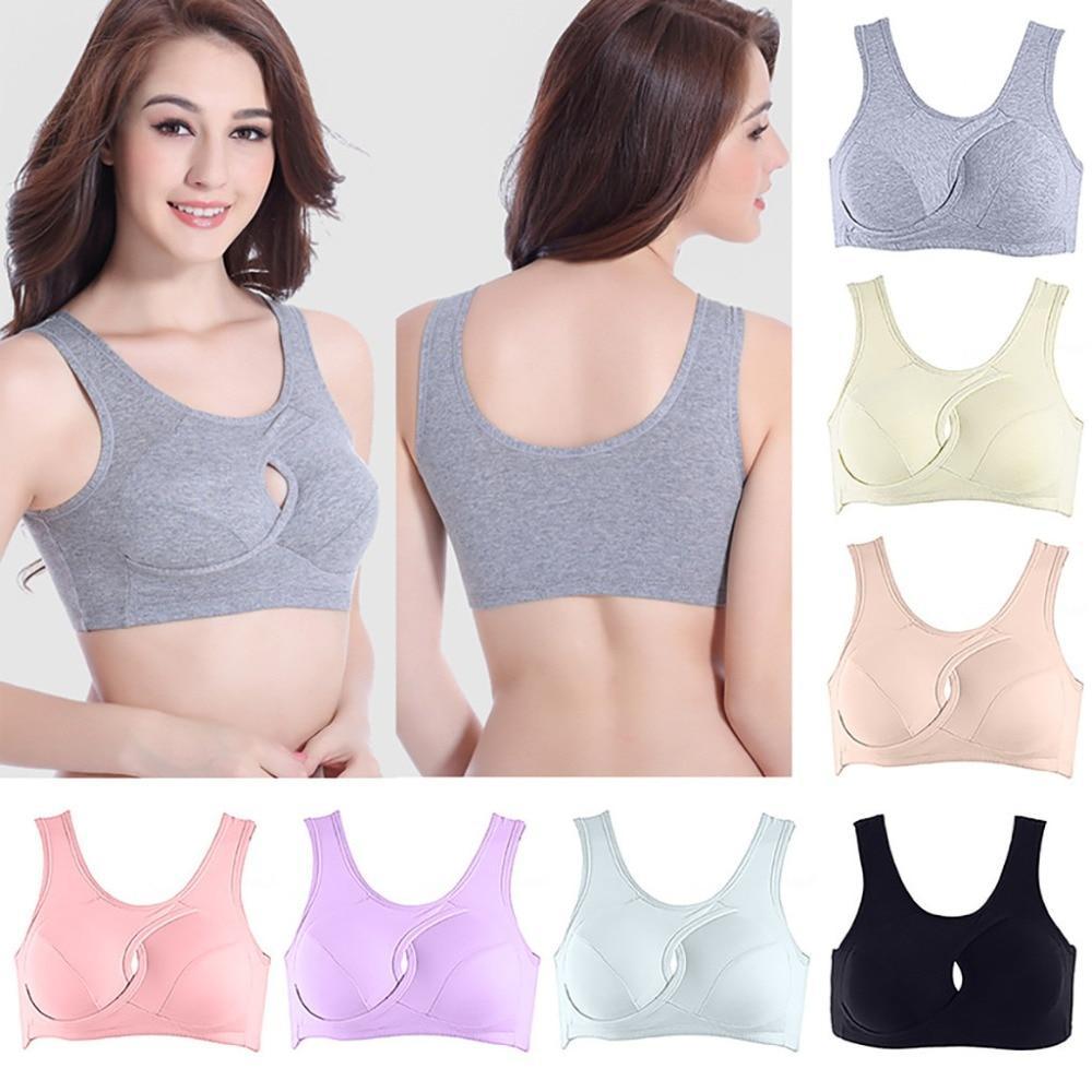 Plus Size Women Bra Ladies Cotton Quake-Proof Underwear Sleep Tops No Buckles Non Wire Lingerie With Removable Padded Kamran Fashion