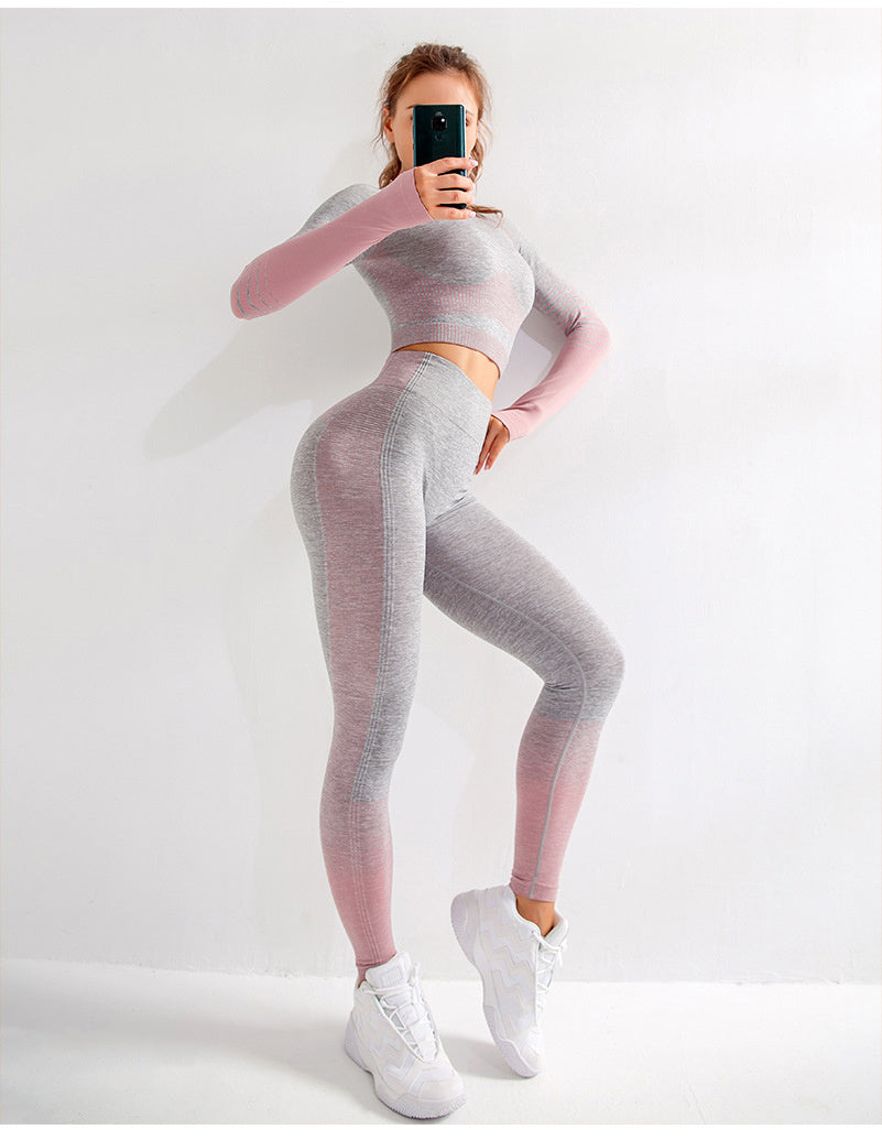 LANTECH Women Yoga Sets Gym Fitness Athletic 2 Pcs Sports Suits Set Pants Leggings Sportswear Leggings Seamless Sports Shirts Kamran Fashion