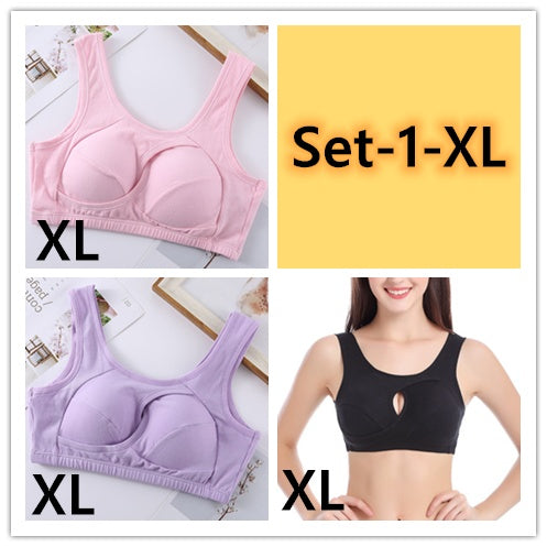 Plus Size Women Bra Ladies Cotton Quake-Proof Underwear Sleep Tops No Buckles Non Wire Lingerie With Removable Padded Kamran Fashion