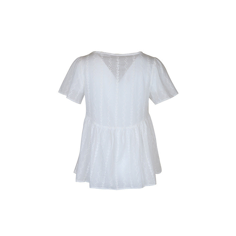 Summer New Women's V-neck Stitching Shirt Kamran Fashion