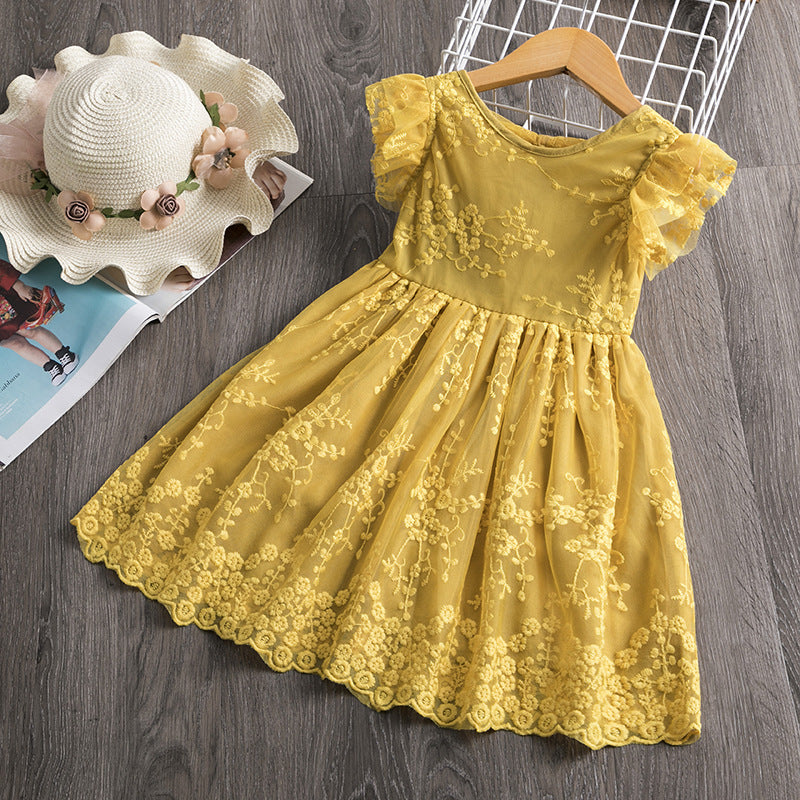 Big Kids Long-sleeved Princess Lace Dress Kamran Fashion
