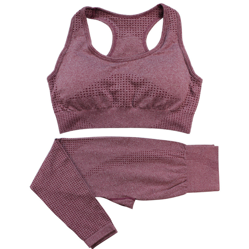 2PCS Seamless Yoga Set Women Tracksuit High Waist Leggings Workout Sportswear Gym Clothing Fitness Crop Top Sports Suits Gym Set Kamran Fashion