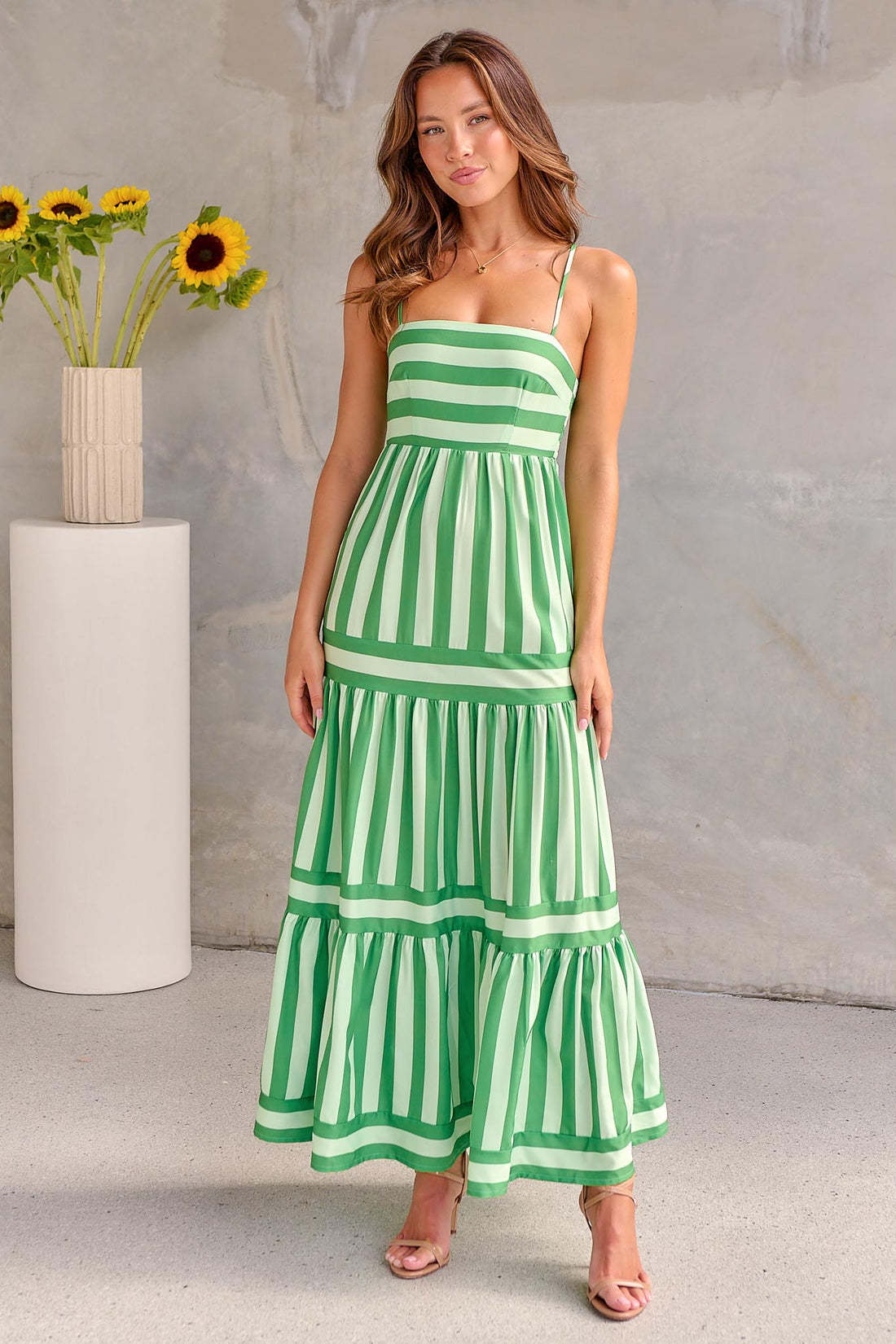 Summer Striped Printed Suspender Long Dress With Pockets Fashion Square Neck Backless Dresses For Beach Vacation Women Clothing Kamran Fashion