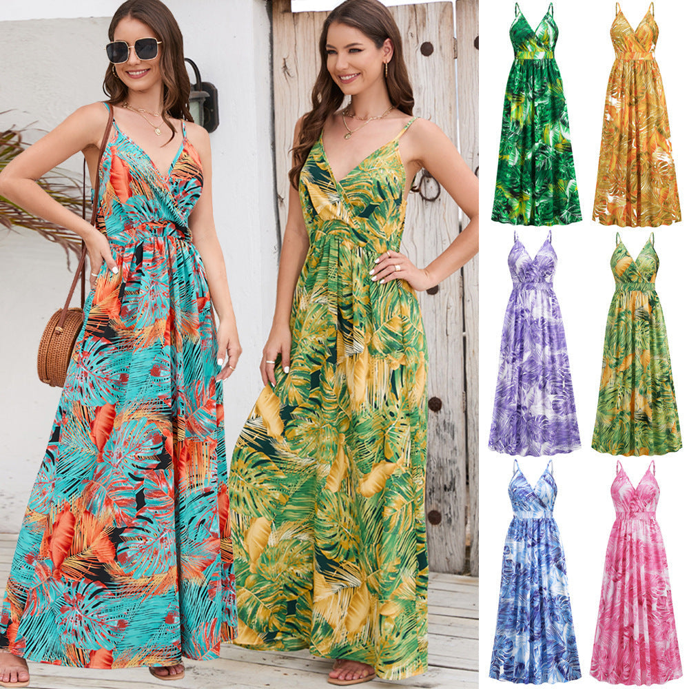 Flowers Long Dress Summer Swing Holiday Beach Dress Kamran Fashion