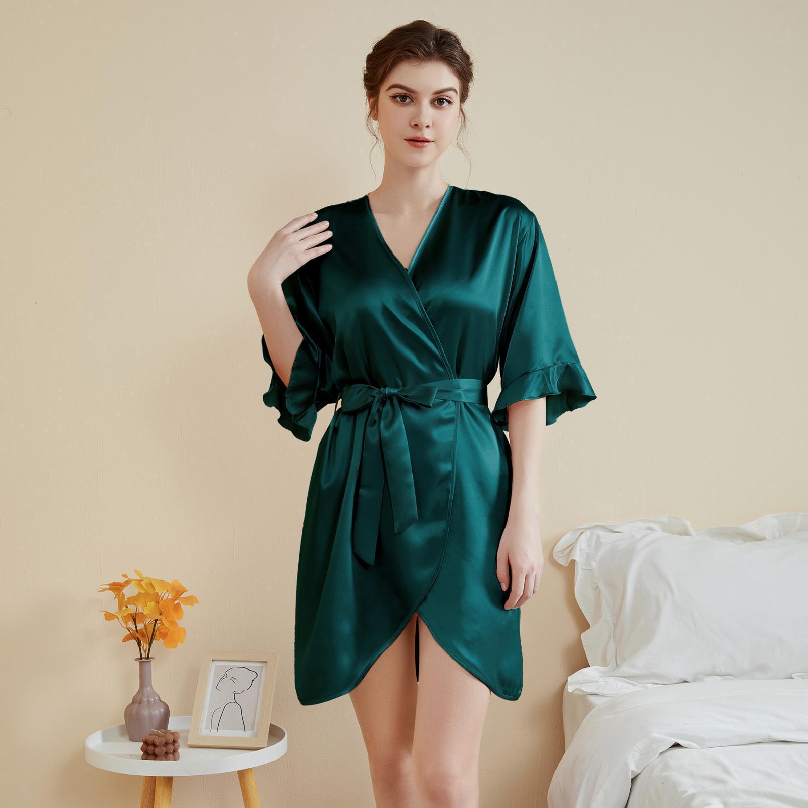Ruffle Sleeve Cool Short Nightgown Bathrobe Home Wear Kamran Fashion