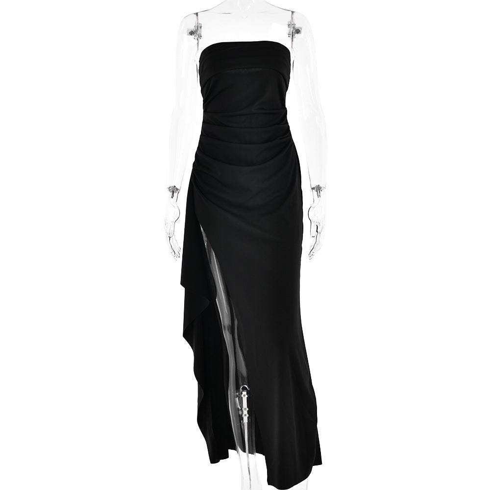 Strapless Split Long Dress Summer Fashion Pleated Bridesmaid Dress For Womens Party Wedding Clothing Kamran Fashion
