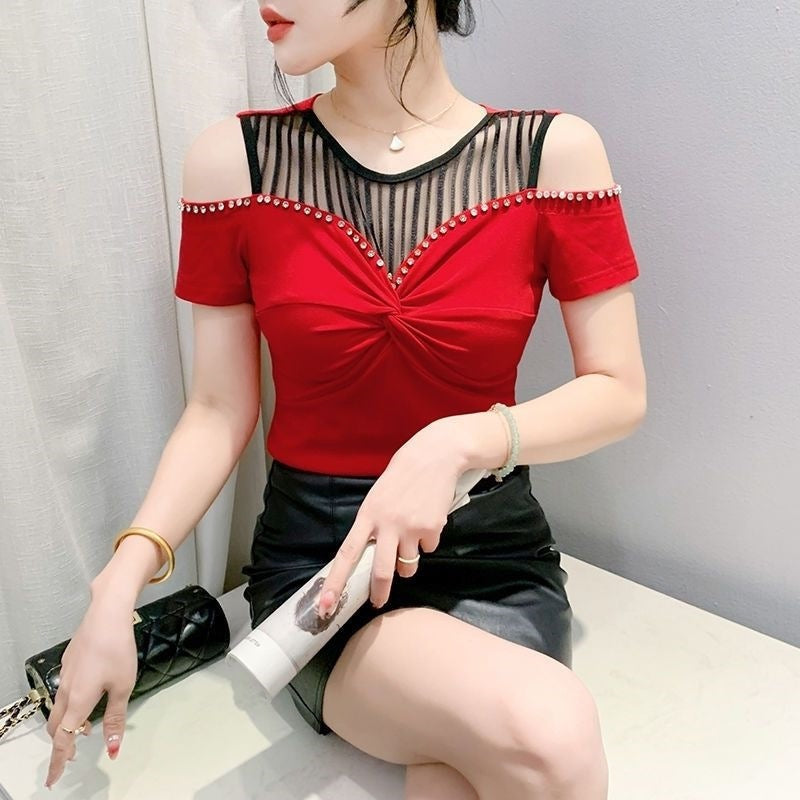 Fashion Hot Girl Sexy Off-shoulder T-shirt Women's Summer Kamran Fashion