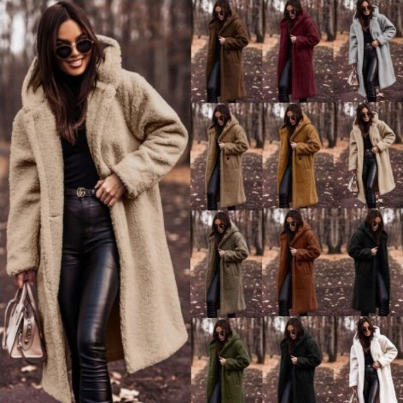 Autumn Winter Fashion Elegant Long Coat Woman Plush Warm Faux Fleece Coat Women Teddy Jacket Female Teddy Coat Outwear Ladies Kamran Fashion