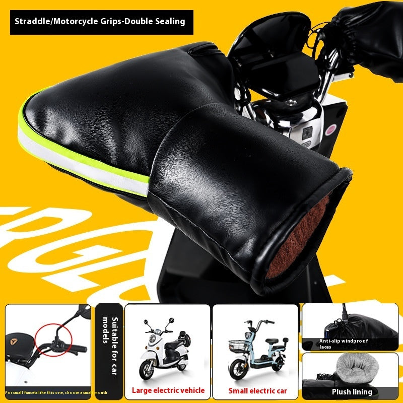 Electric Motorcycle Handle Grip Winter Thermal Waterproof Windshield Gloves Fleece-lined Hand Guard Kamran Fashion