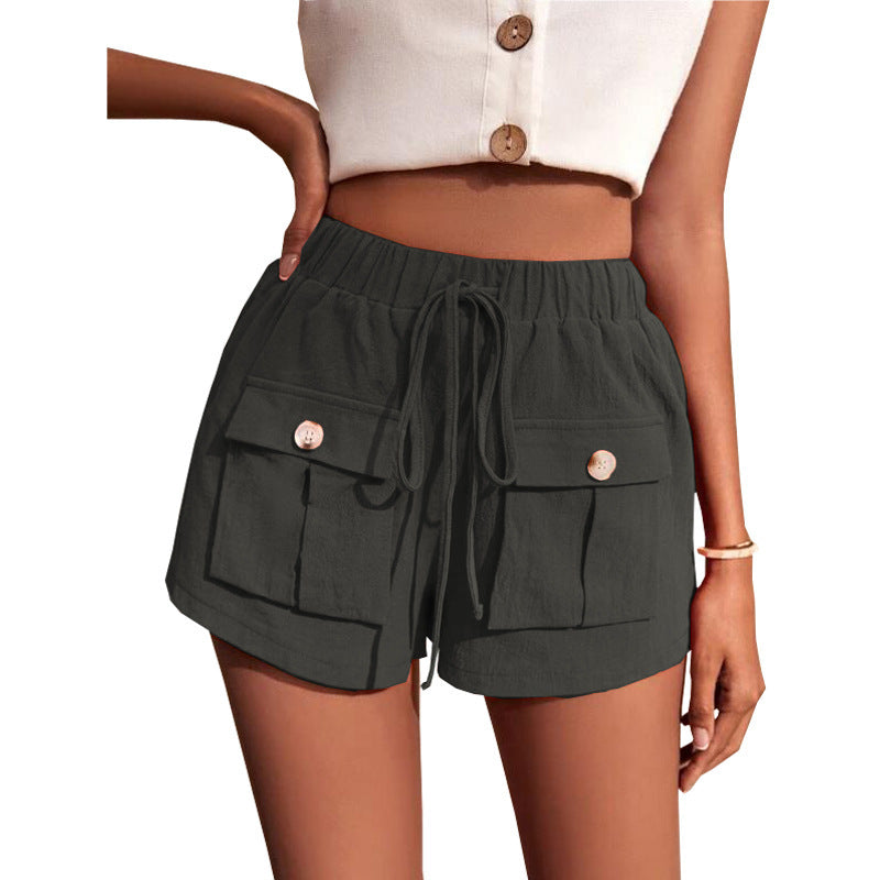 Casual Cargo Shorts With Pocket Loose Drawstring Pants Summer Women Kamran Fashion