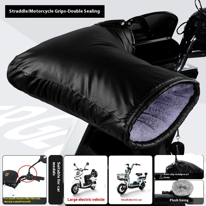 Electric Motorcycle Handle Grip Winter Thermal Waterproof Windshield Gloves Fleece-lined Hand Guard Kamran Fashion