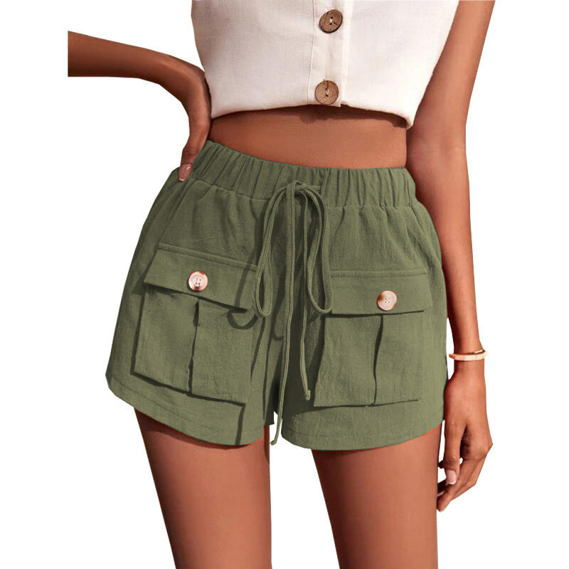 Casual Cargo Shorts With Pocket Loose Drawstring Pants Summer Women Kamran Fashion