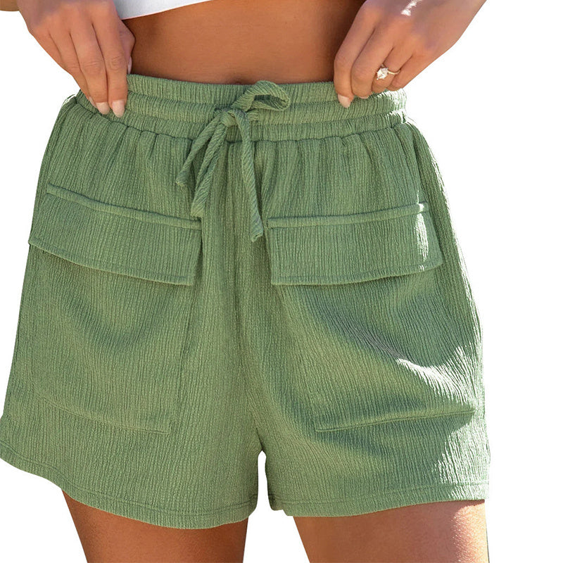 Summer Drawstring Shorts With Pockets Casual Sports Pants Womens Clothing Kamran Fashion