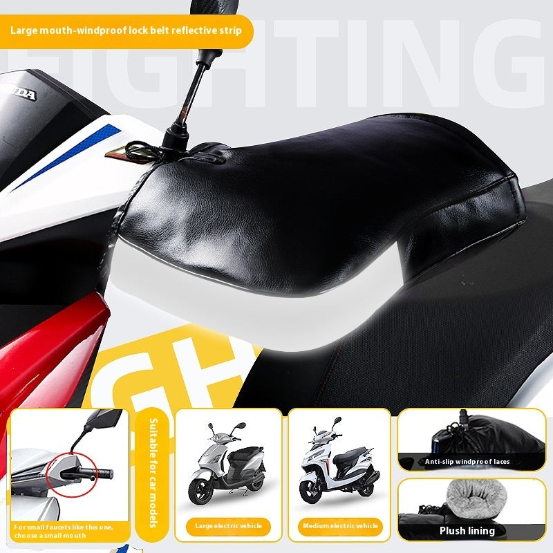 Electric Motorcycle Handle Grip Winter Thermal Waterproof Windshield Gloves Fleece-lined Hand Guard Kamran Fashion