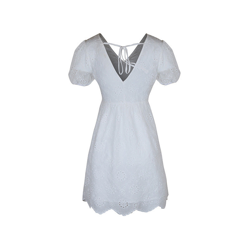 Women's Summer Wear V-free Neck Puff Sleeve Dress Kamran Fashion