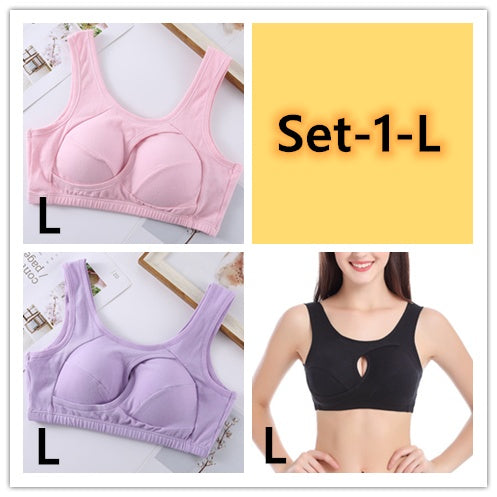 Plus Size Women Bra Ladies Cotton Quake-Proof Underwear Sleep Tops No Buckles Non Wire Lingerie With Removable Padded Kamran Fashion