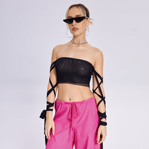 2023 New Style Womens Elastic Cross Arm Solid Color Straps Tank Top Casual Summer Ladies Slim Top Kamran Fashion