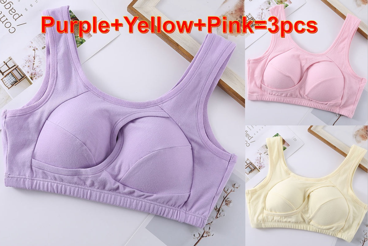 Plus Size Women Bra Ladies Cotton Quake-Proof Underwear Sleep Tops No Buckles Non Wire Lingerie With Removable Padded Kamran Fashion