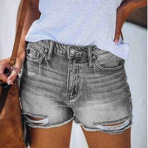 Summer Hole Denim Shorts Female Fringe Jeans Kamran Fashion