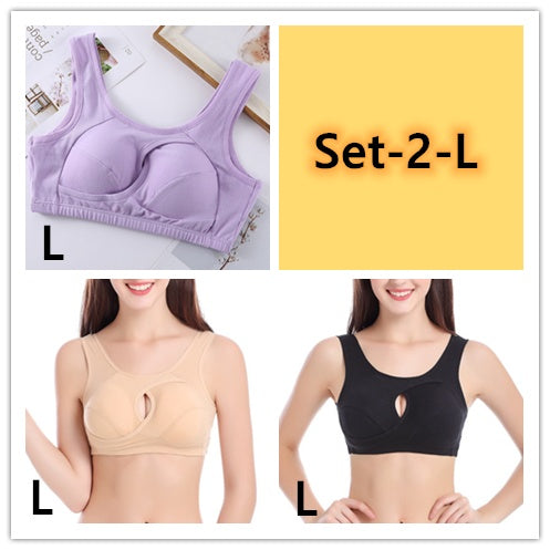 Plus Size Women Bra Ladies Cotton Quake-Proof Underwear Sleep Tops No Buckles Non Wire Lingerie With Removable Padded Kamran Fashion