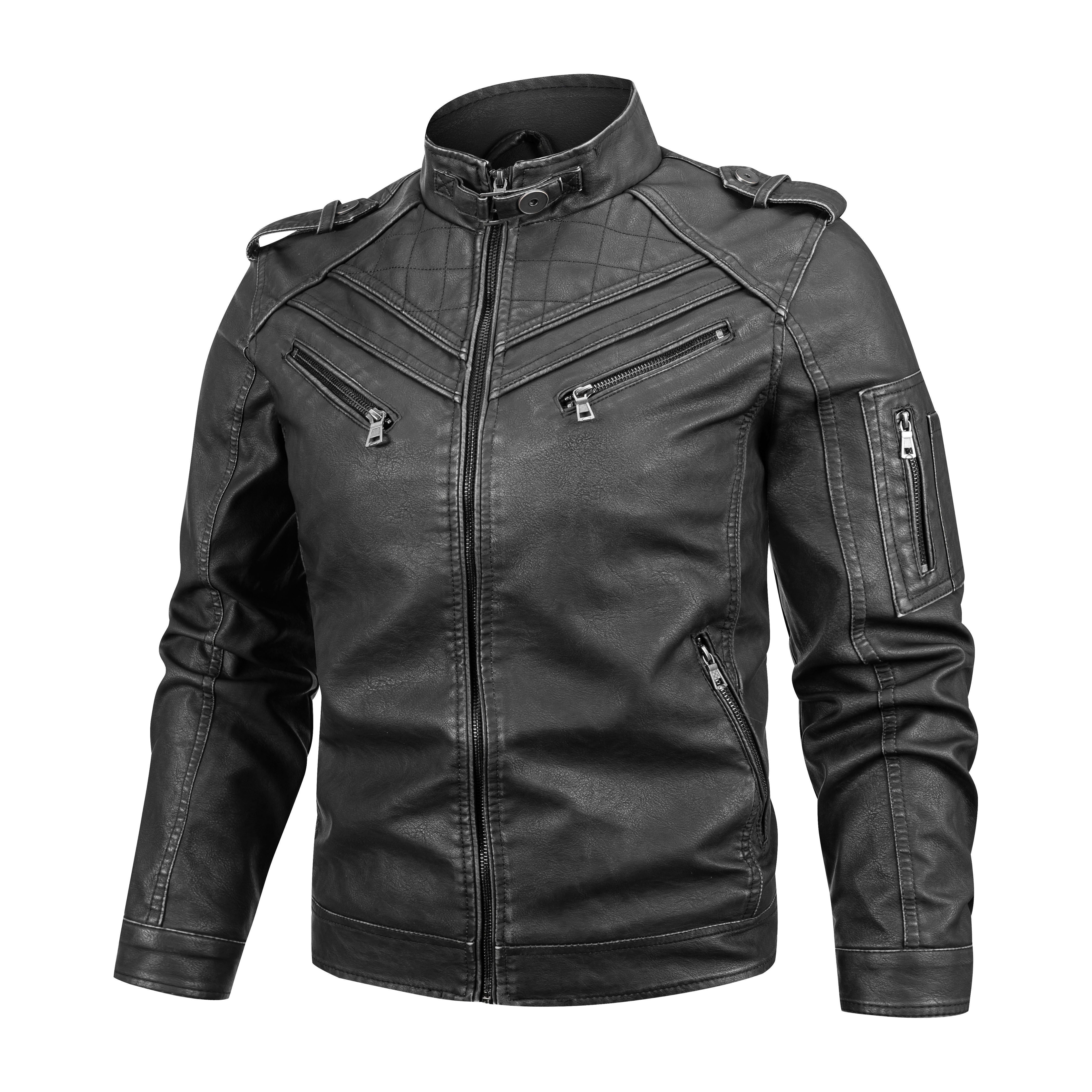 Men's Black Pu Leather Biker Jacket VINTAGE REAL MOTORCYCLE JACKETS FOR MEN Kamran Fashion