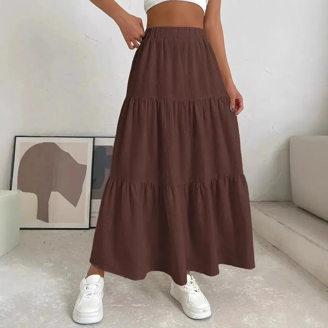 European And American Style Women Summer Bohemian Pleated Layered Long Skirt Kamran Fashion