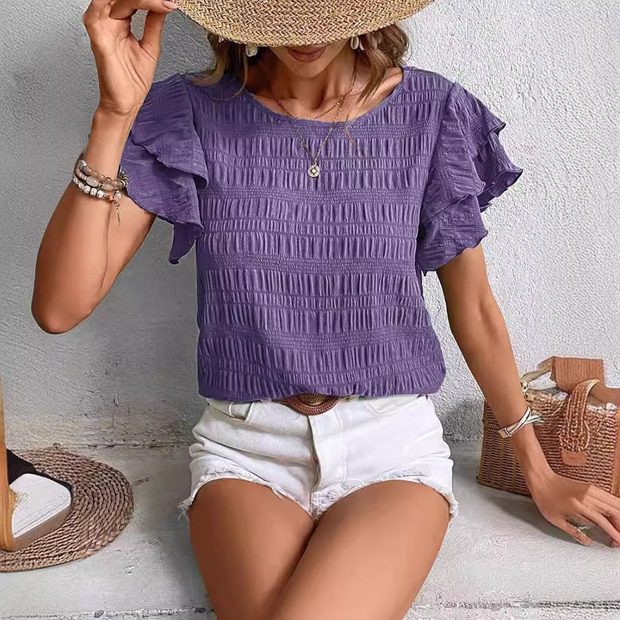 Fashion New Ruffle Sleeve Casual Top For Women Kamran Fashion