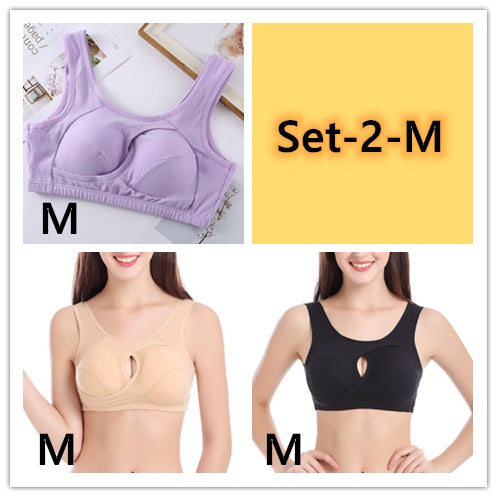 Plus Size Women Bra Ladies Cotton Quake-Proof Underwear Sleep Tops No Buckles Non Wire Lingerie With Removable Padded Kamran Fashion