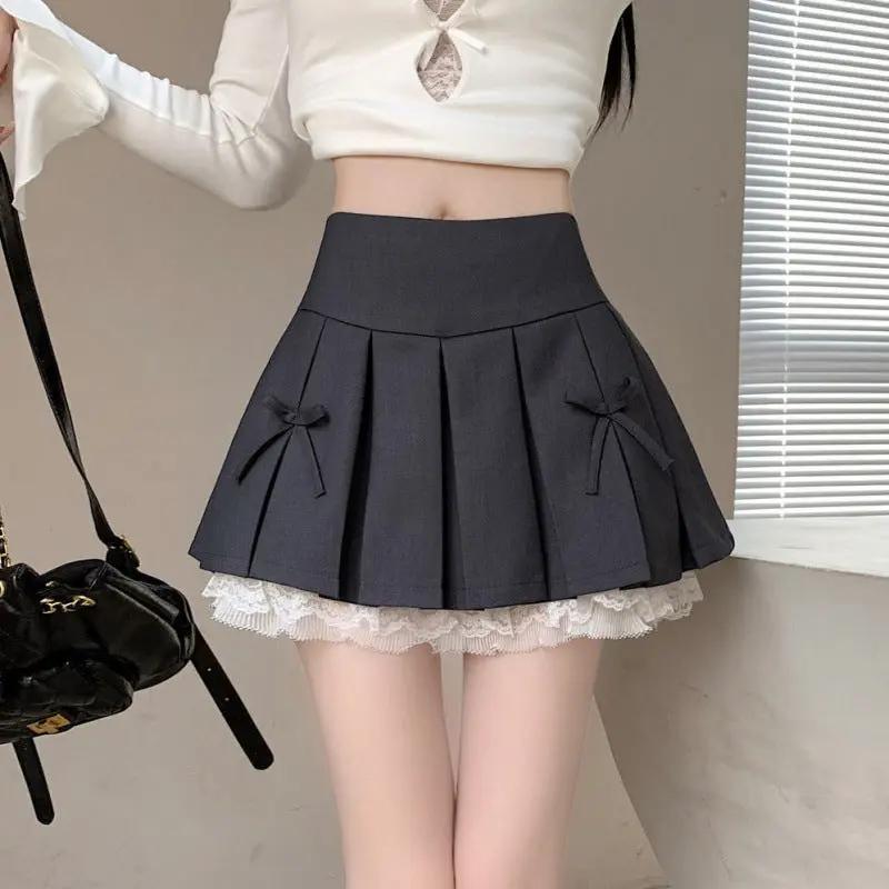 Black Suit Skirt Women's Summer High Waist-word Bow Kamran Fashion