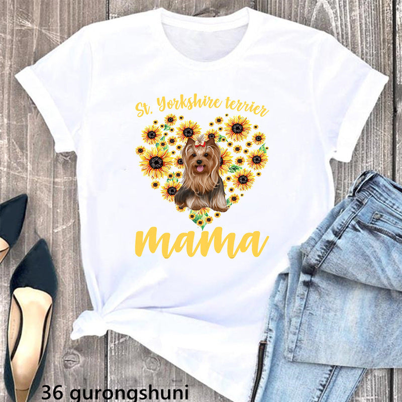 Summer Women's Clothing Schnauzer Dog Women's Printed Wear Clothes T-shirt Women Kamran Fashion