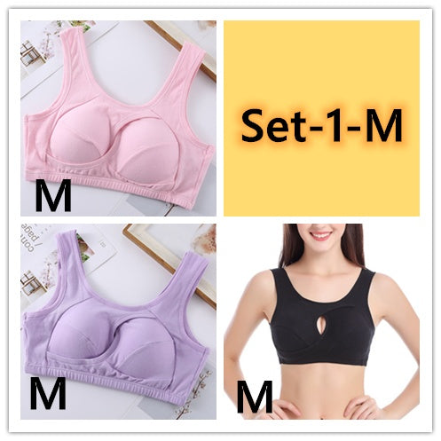 Plus Size Women Bra Ladies Cotton Quake-Proof Underwear Sleep Tops No Buckles Non Wire Lingerie With Removable Padded Kamran Fashion