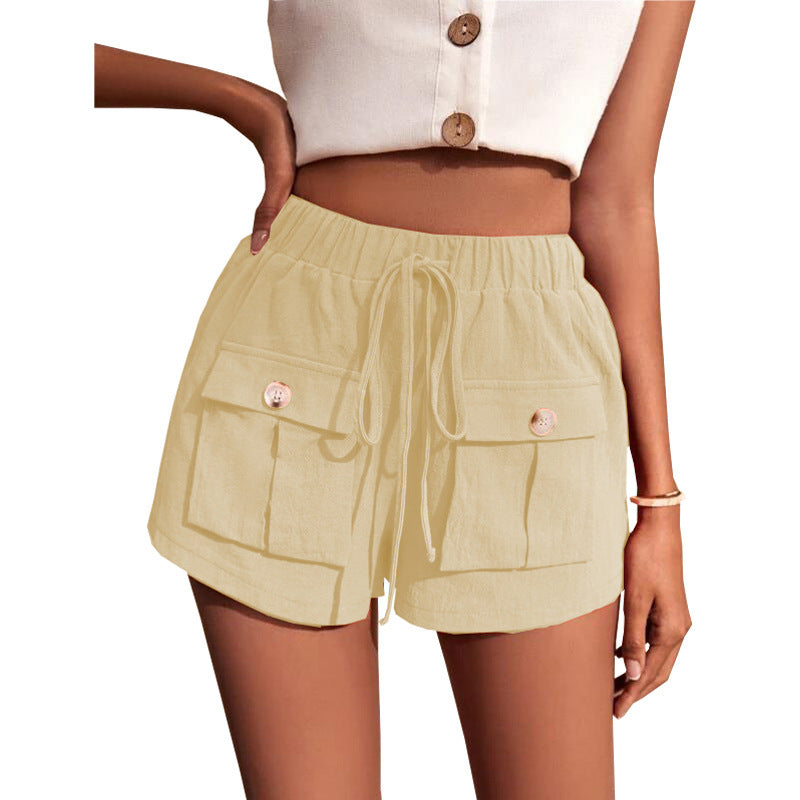 Casual Cargo Shorts With Pocket Loose Drawstring Pants Summer Women Kamran Fashion