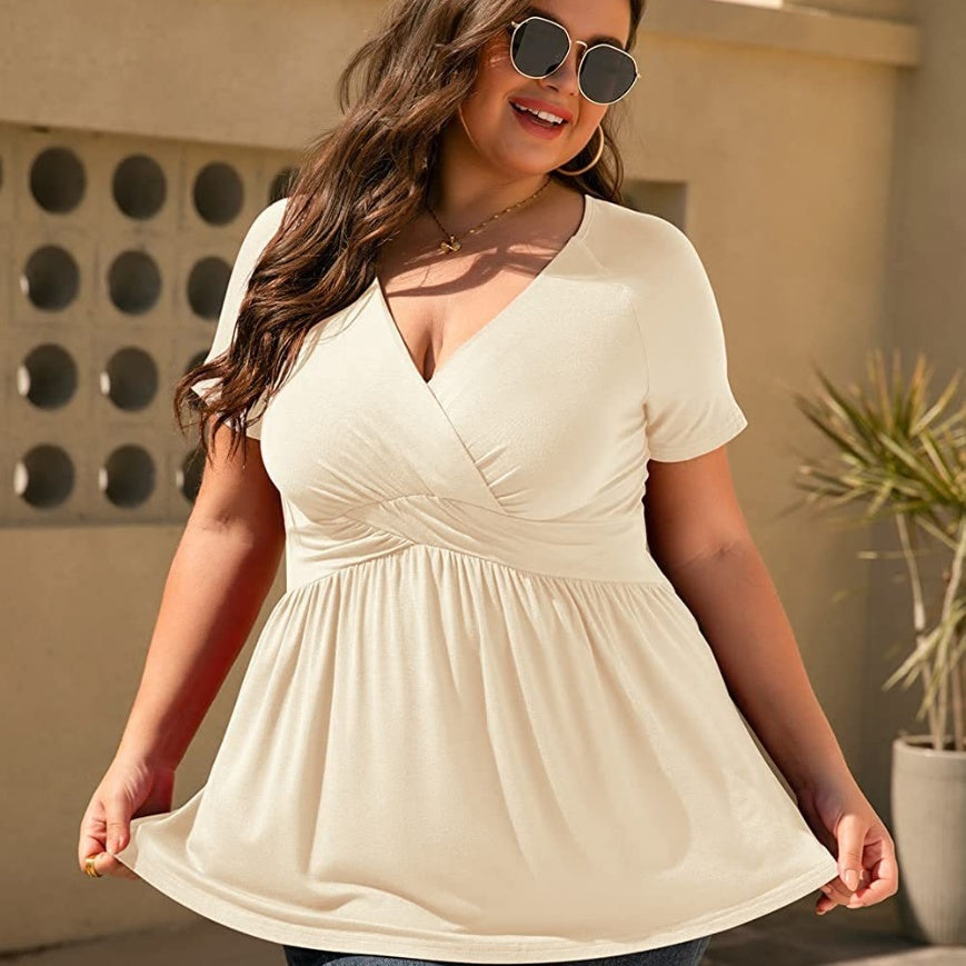 Women's Plus Size T-shirt V-neck Top Kamran Fashion