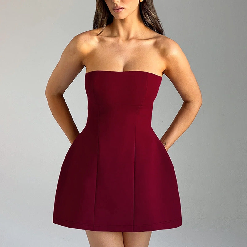 Fashion Tube Dress Summer Solid Color Sasual Backless Slim Short Dresses Party Womens Clothing Kamran Fashion