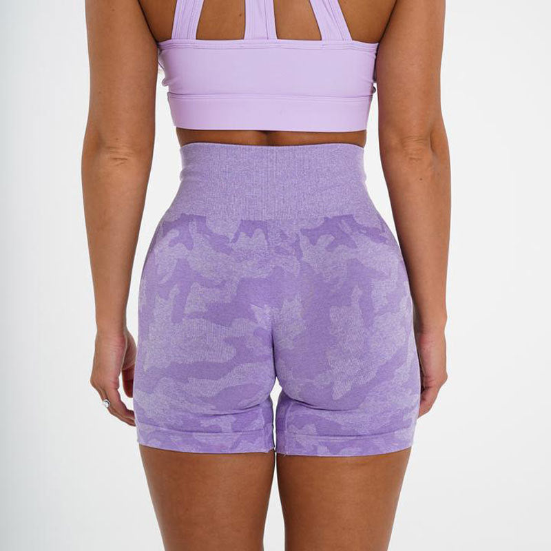 Women's Camo Jacquard Seamless Gym Shorts Kamran Fashion