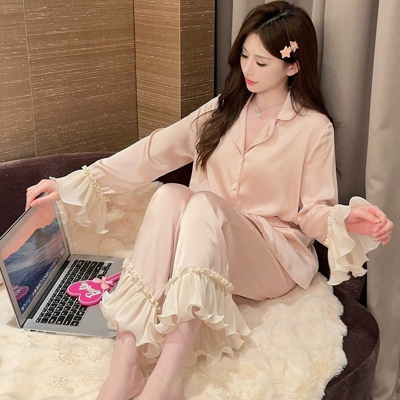 Fashion Ice Silk Pajamas Ruffled Women Kamran Fashion