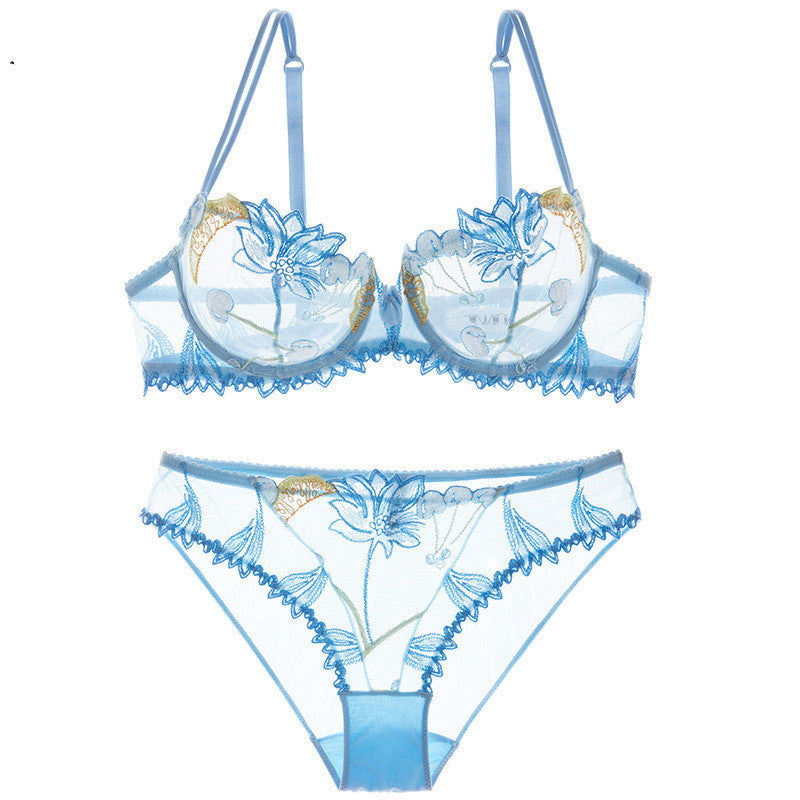 Underwear explosions transparent mesh embroidered bra bra set Kamran Fashion
