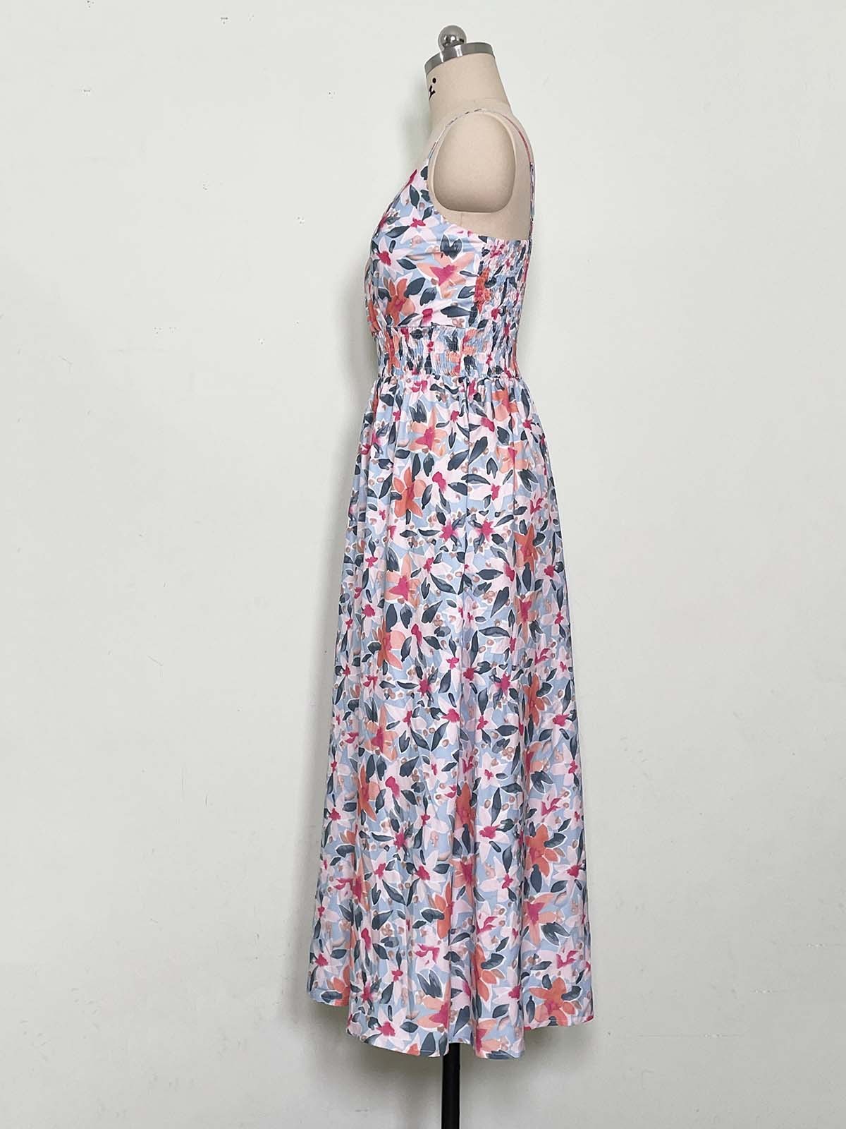 Fashionable Deep V Printed Slip Dress Summer Kamran Fashion